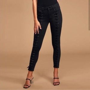 NEONBLONDE lace up black skinny jeans